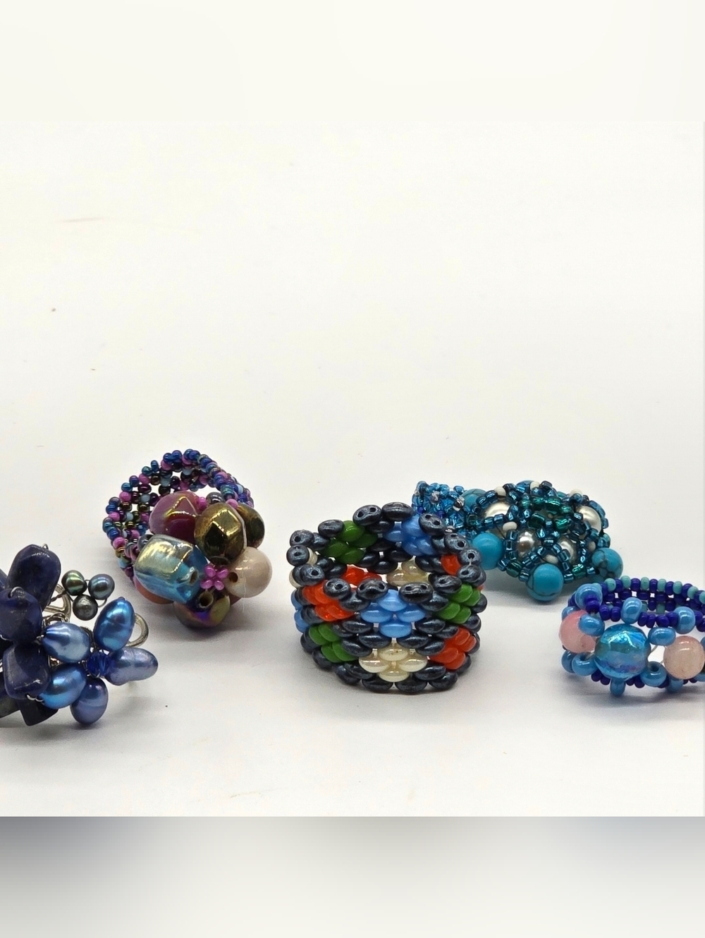 4 Assorted Beaded Statement Rings